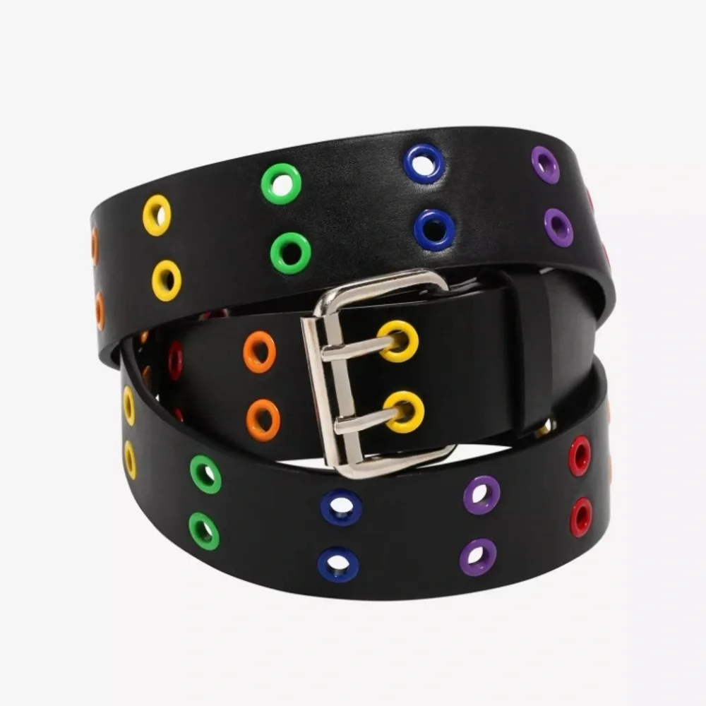 HT-Hot Topic Rainbow Grommet Belt sz M
